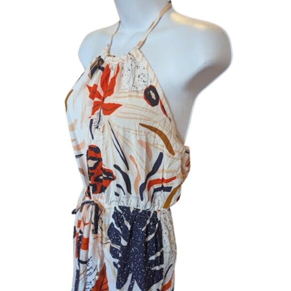 White Floral Jumpsuit Size  Medium - Picture 3 of 10